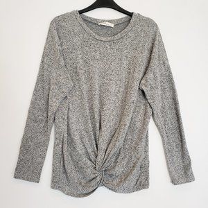 3/$25 Sage Knot Front Gray Sweater